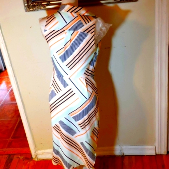 ANN TAYLOR MULTI SLEEVELESS DRESS SZ 4 - Picture 2 of 12